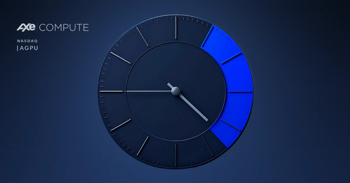 A dark navy circular gauge with a single needle pointing left toward low utilization and a bright blue arc segment on the right representing unused capacity — illustrating the GPU utilization gap most enterprise teams are not measuring.