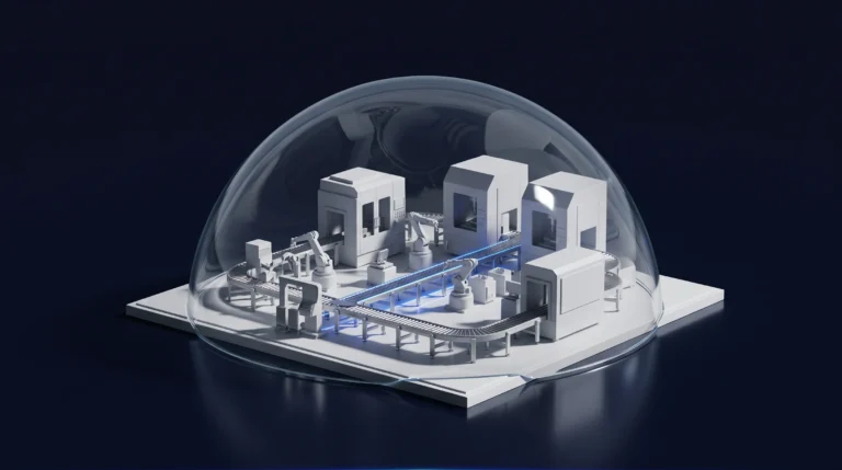 Axe Factory Dome, showing a factory in a dome, a true digital twin